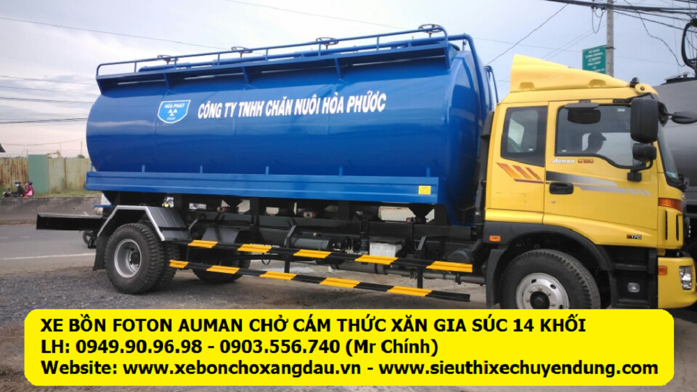 XE BỒN FOTON AUMAN 14m3 CHỞ THỨC ĂN GIA SÚC