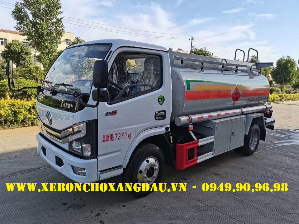 Xe bồn nhôm 6 khối Dongfeng. Có bơm cấp lẽ lưu động