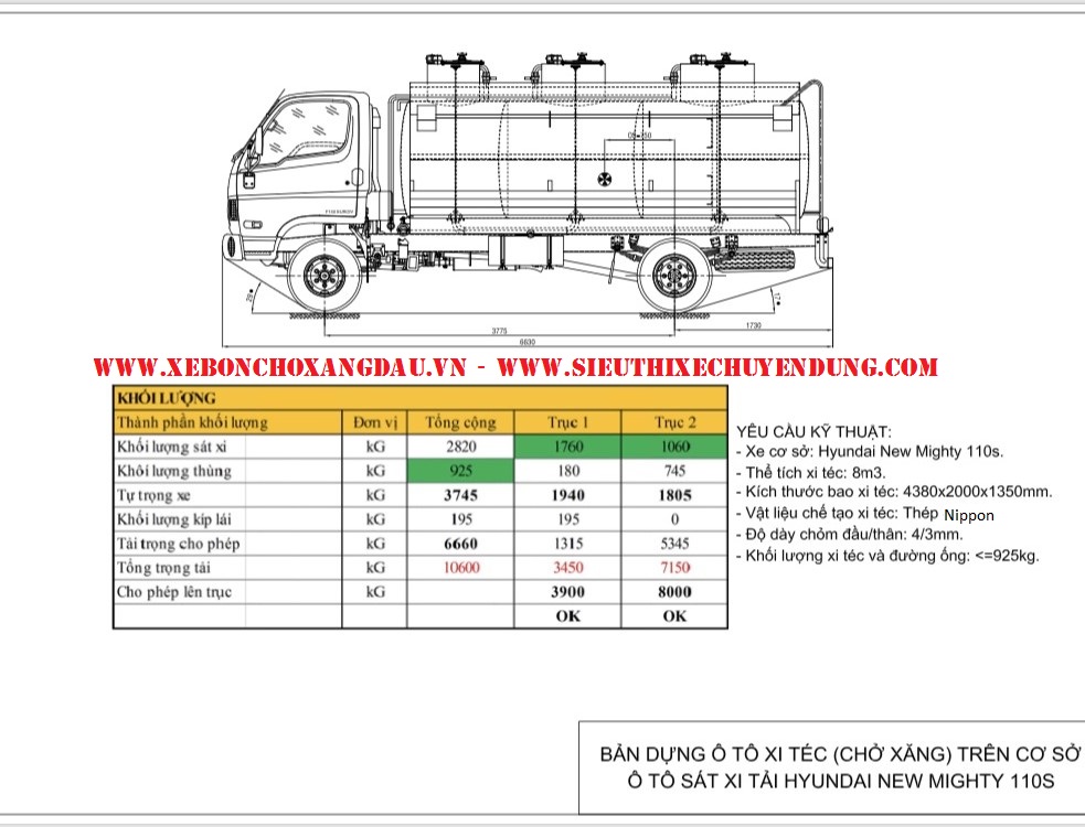XE BỒN HD110S 8 KHỐI CHỞ XĂNG DẦU
