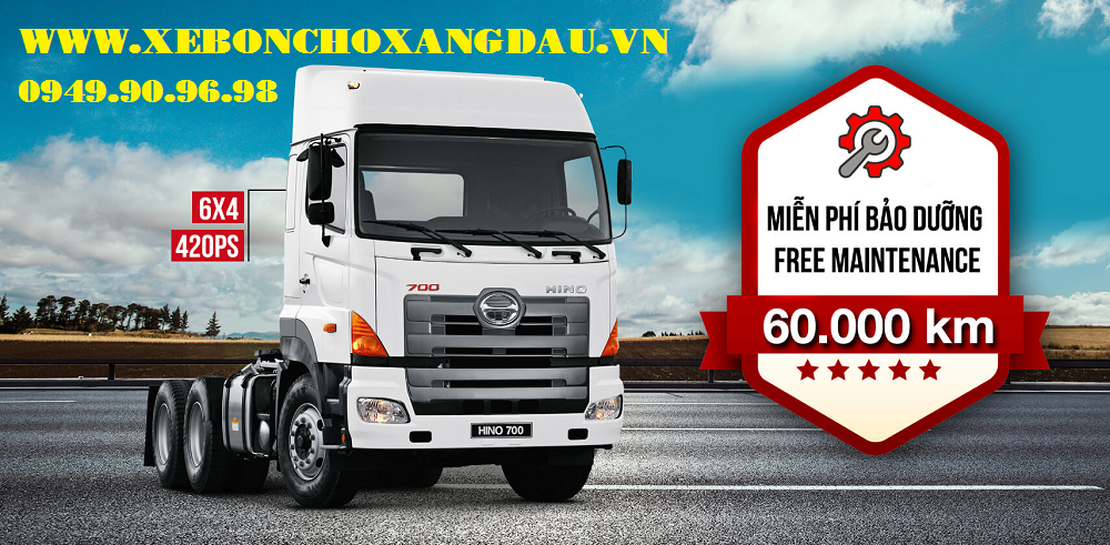 Khuyến mãi lên đến gần 100 triệu đồng khi mua đầu kéo Hino 2 cầu SS2P-420 mã lực