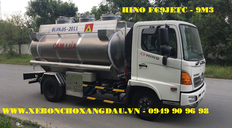 Xe bồn nhôm 9 khối Hino FC9JETC chở xăng dầu 